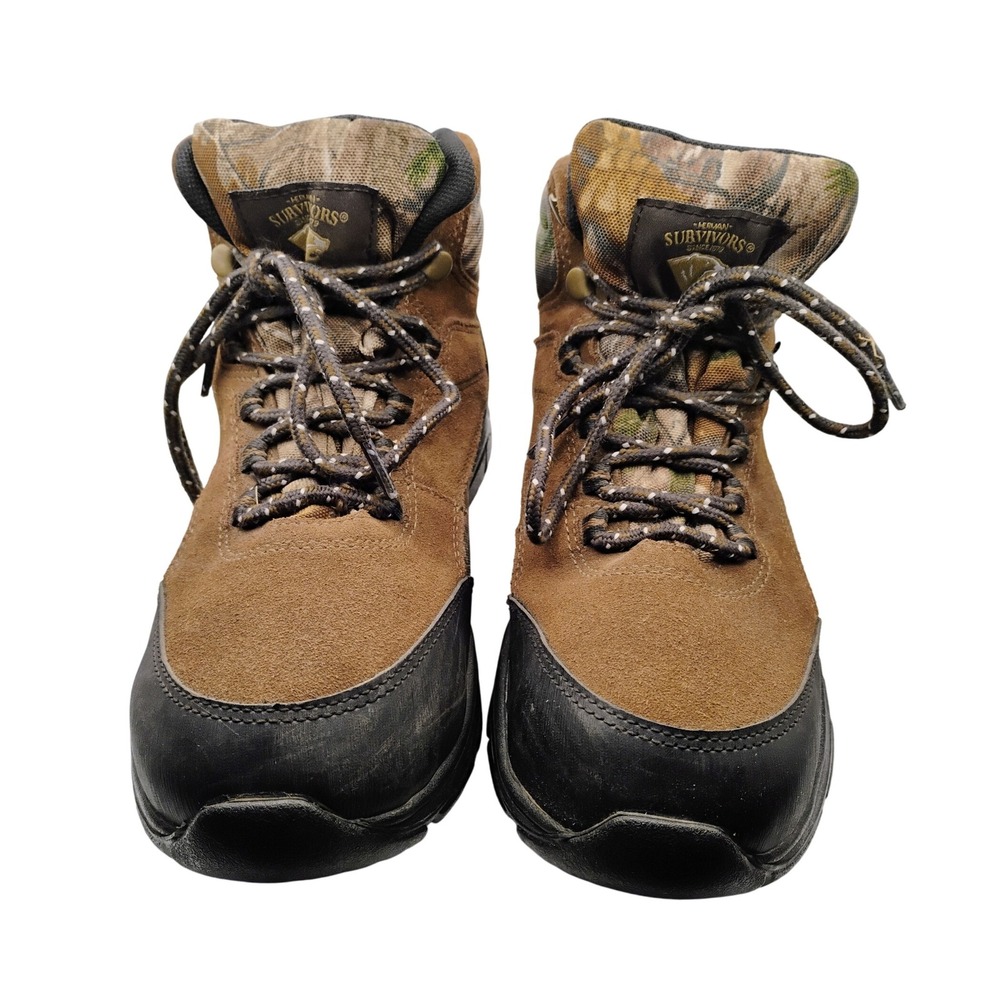 Survivors Mens Waterproof Hiking Boots Camo Brown Leather Upper Size 9.5‎ W